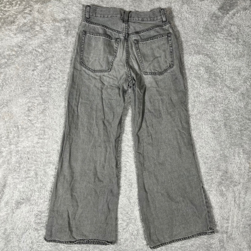 Uniqlo Jeans Womens 24 Gray Wide Leg High Rise Denim Pants Baggy - Picture 2 of 8